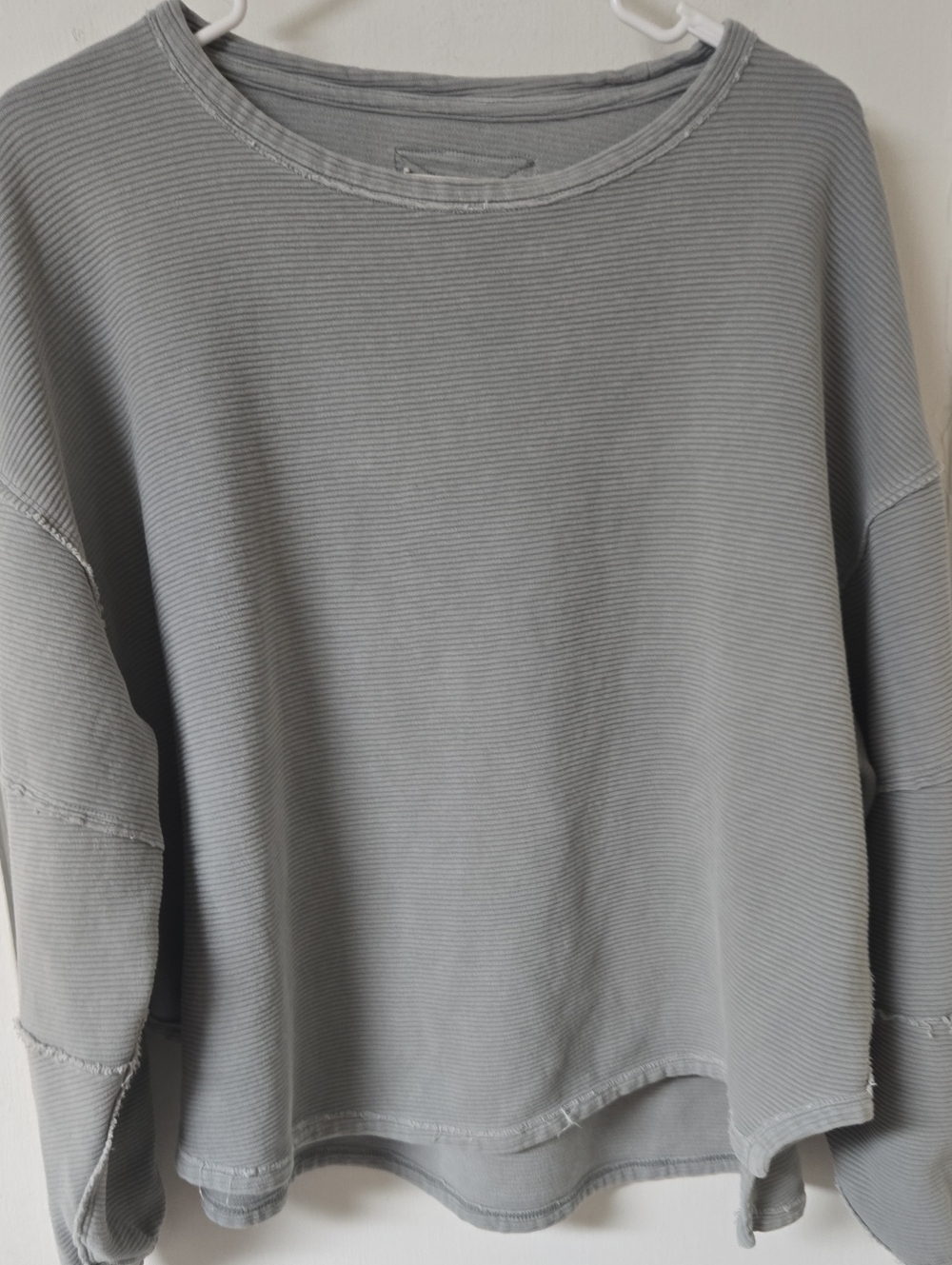 We The Free Women's Grey Ribbed Long-Sleeve Top Small